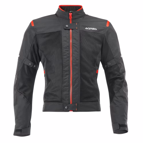 Chumpa Acerbis CE Ramsey Vented negra con detalles rojos, vista frontal