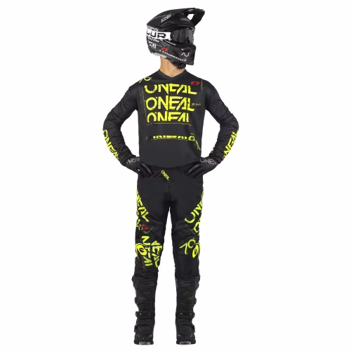 Traje de motocross O'Neal Element Static negro y amarillo